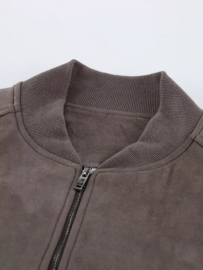 Dropped Shoulder Zip Up Bomber Jacket