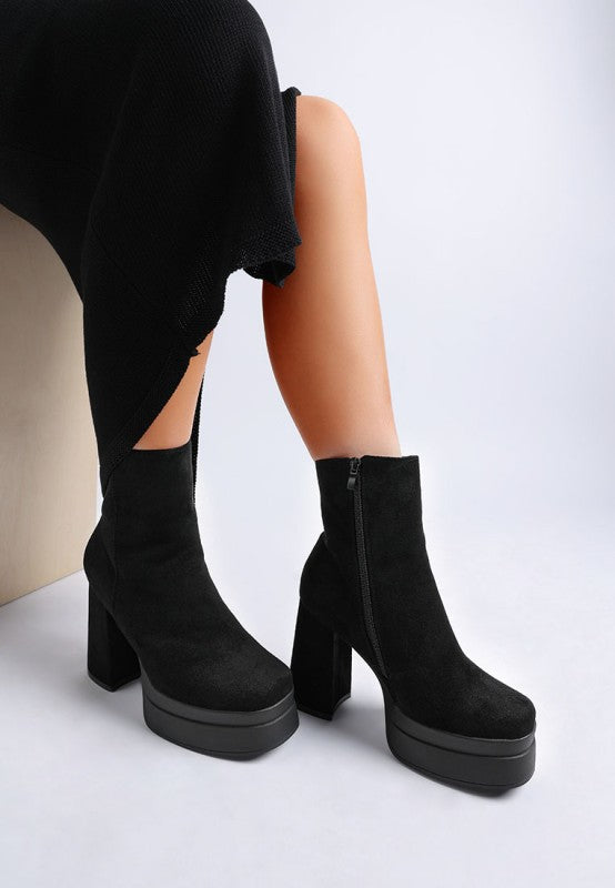 Black US-9 UK-7 EU-40 Maltese Soft Microfiber 4-inch Block Heel Boots | Trendy Boots Outfit Idea for Women by Ro + Ivy | Elevated Basics, Modern Comfort & Style