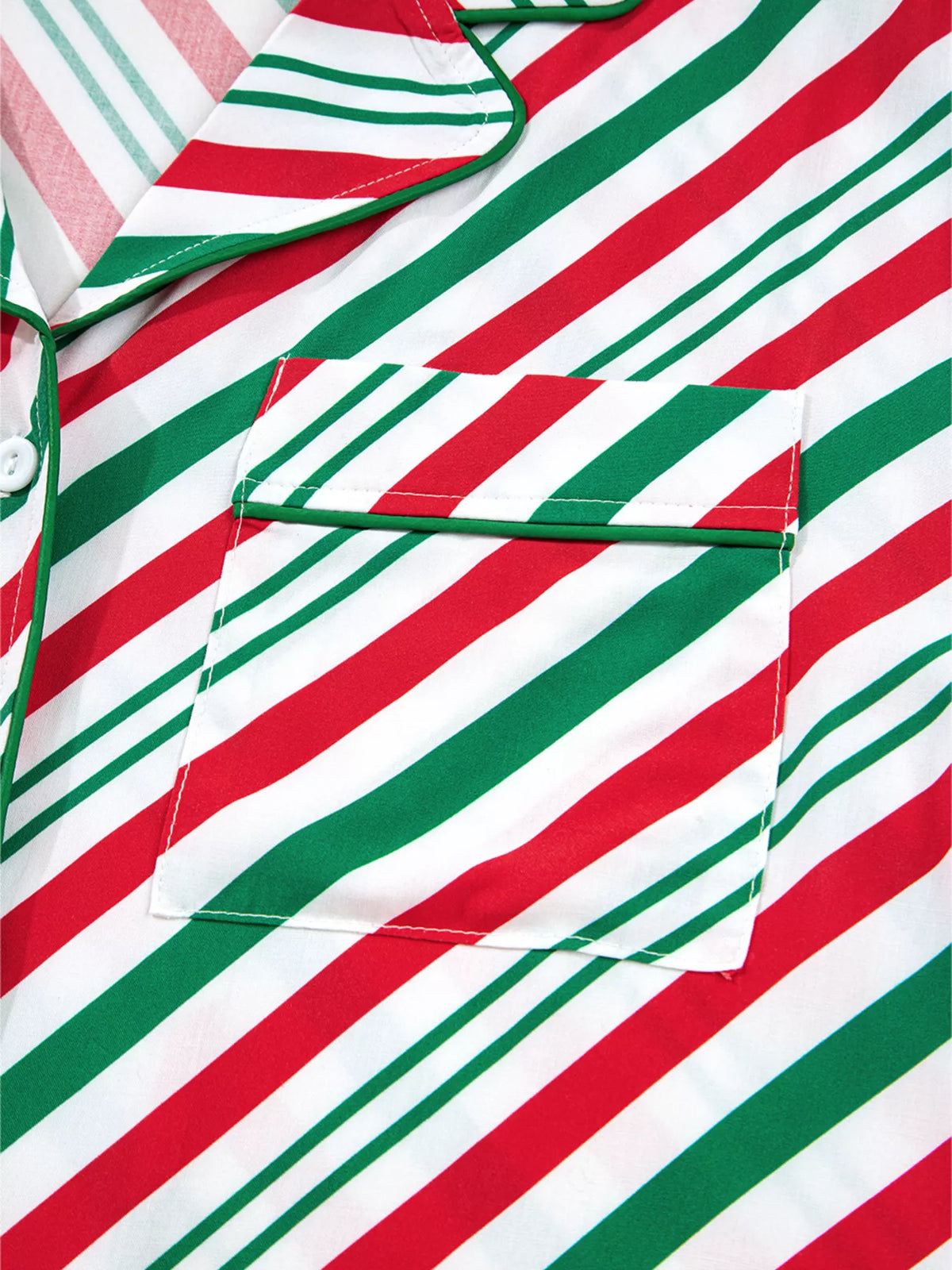 Striped Christmas Pajama Set with Velvet Ribbon Knots and Button-Front Top