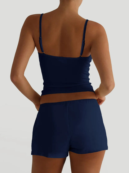Women's V-Neck Cami and Shorts Lounge Set - Loungewear Sets