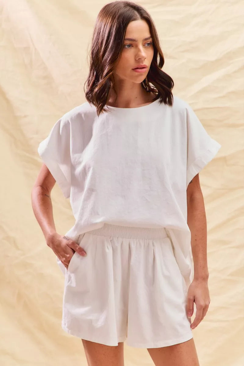 Round Neck Short Sleeve Top And Shorts Set | Trendy Loungewear Outfit Idea for Women by Ro + Ivy | Elevated Basics, Modern Comfort & Style