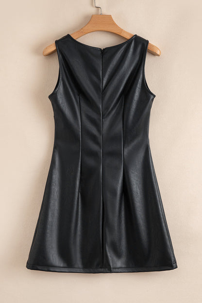 Vegan Leather Sleeveless Mini Dress