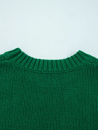 Plaid Bow Appliqué Christmas Knit Sweater