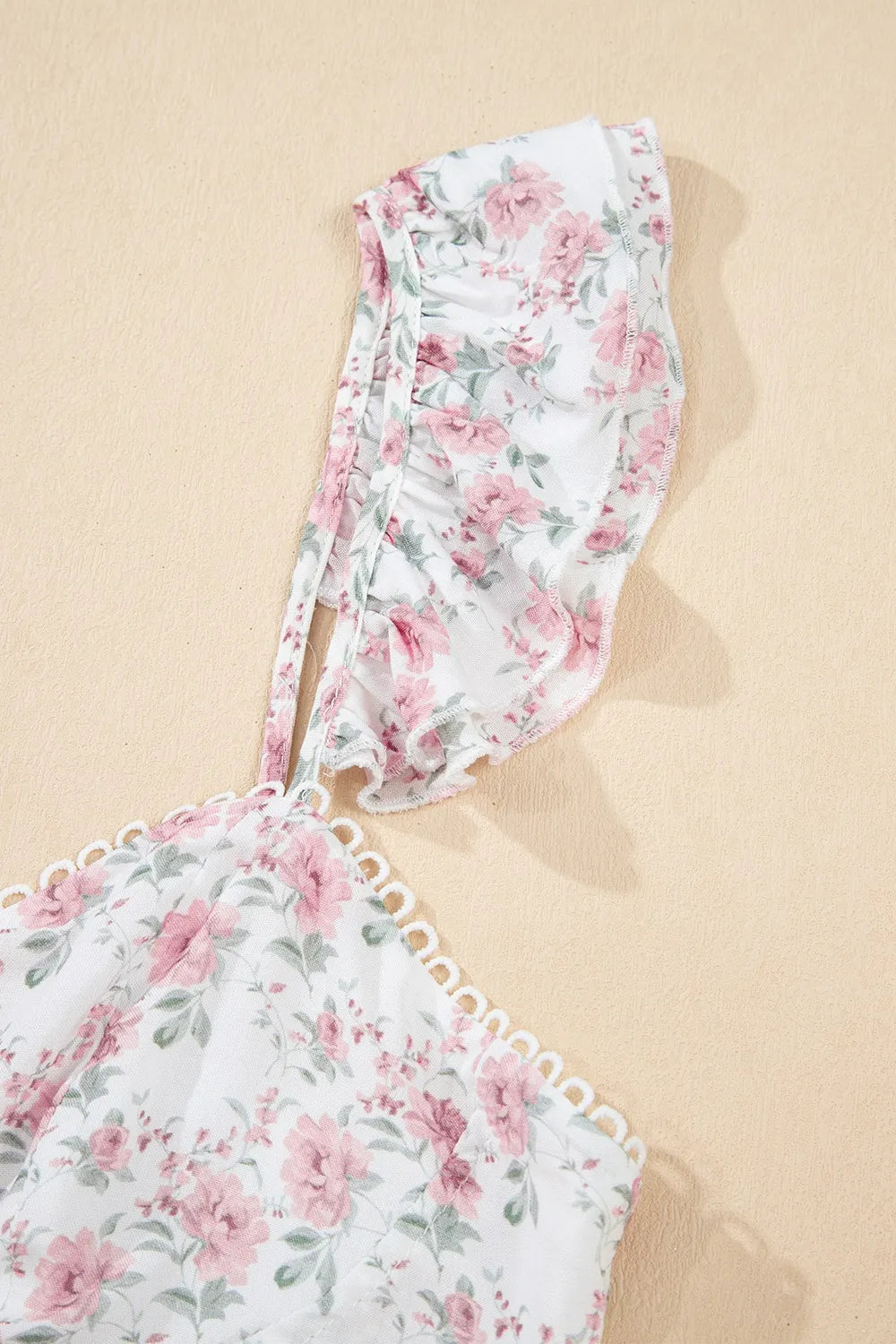 Floral Peplum Flutter Sleeves Tank Top - Tank Tops