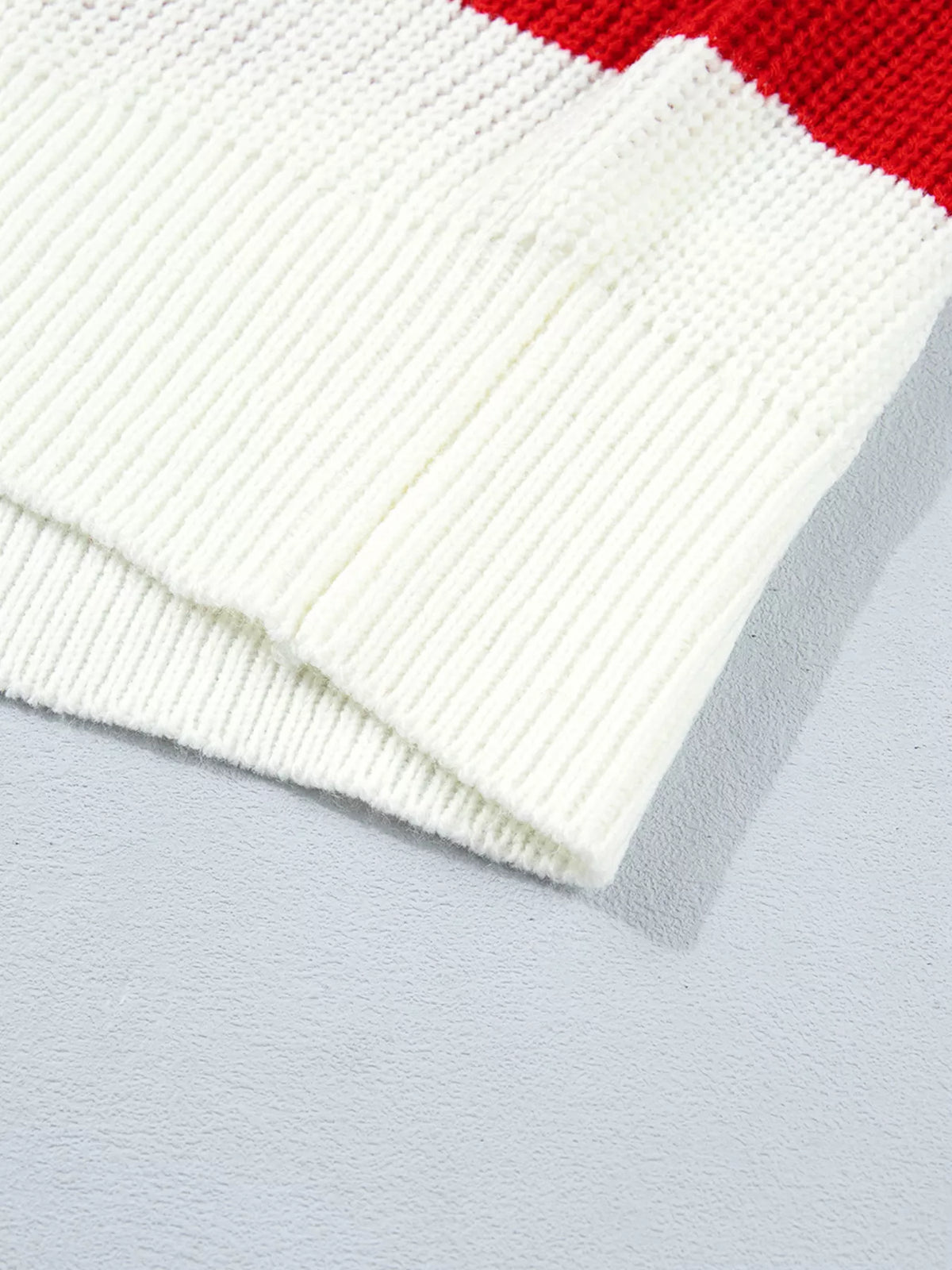 Striped Merry Christmas Drop-Shoulder Long-Sleeve Sweater