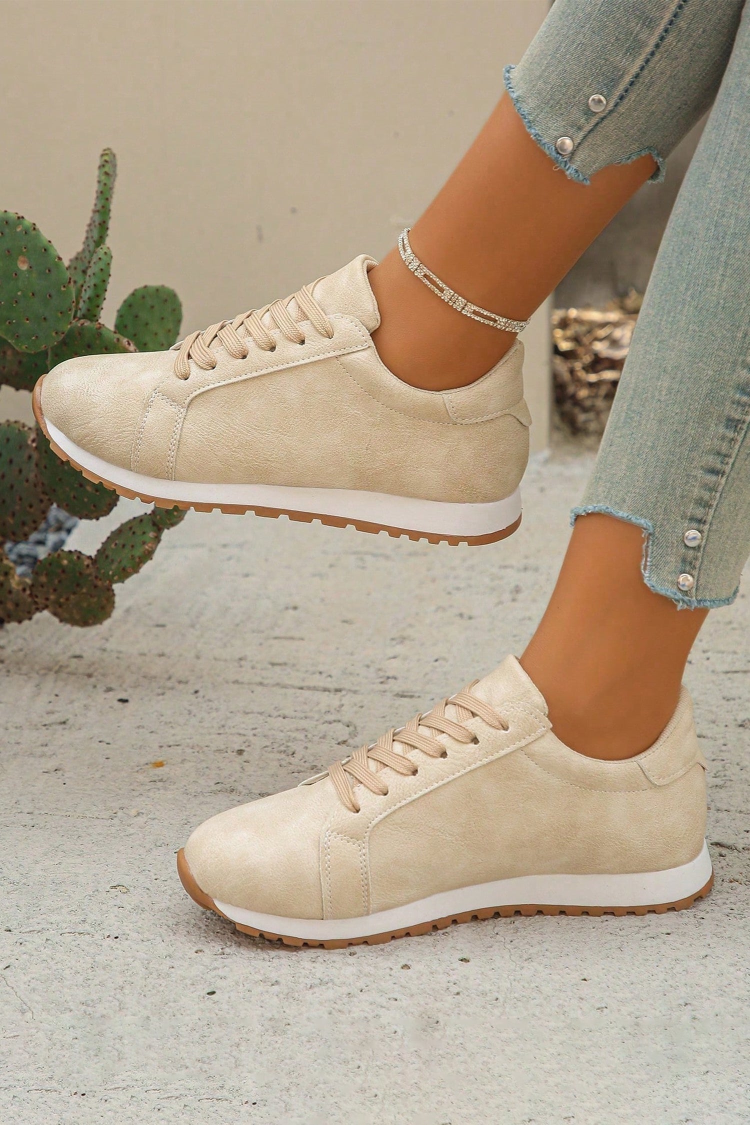 Faux Suede Retro Lace-Up Casual Sneakers — Sleek Everyday Shoe Style - Womens Shoes