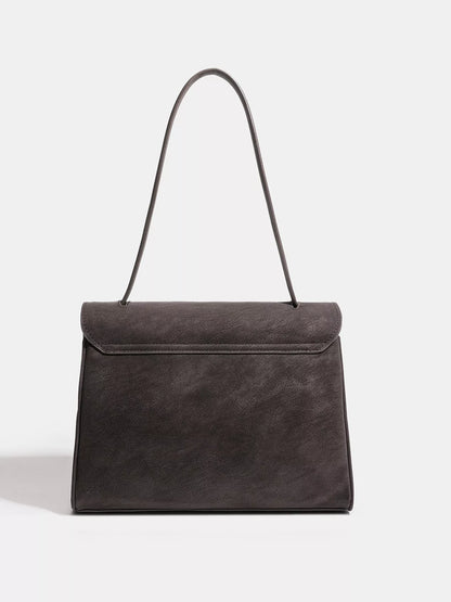 Women's Buckle Closure Faux Leather Shoulder Bag - Shoulder Bags