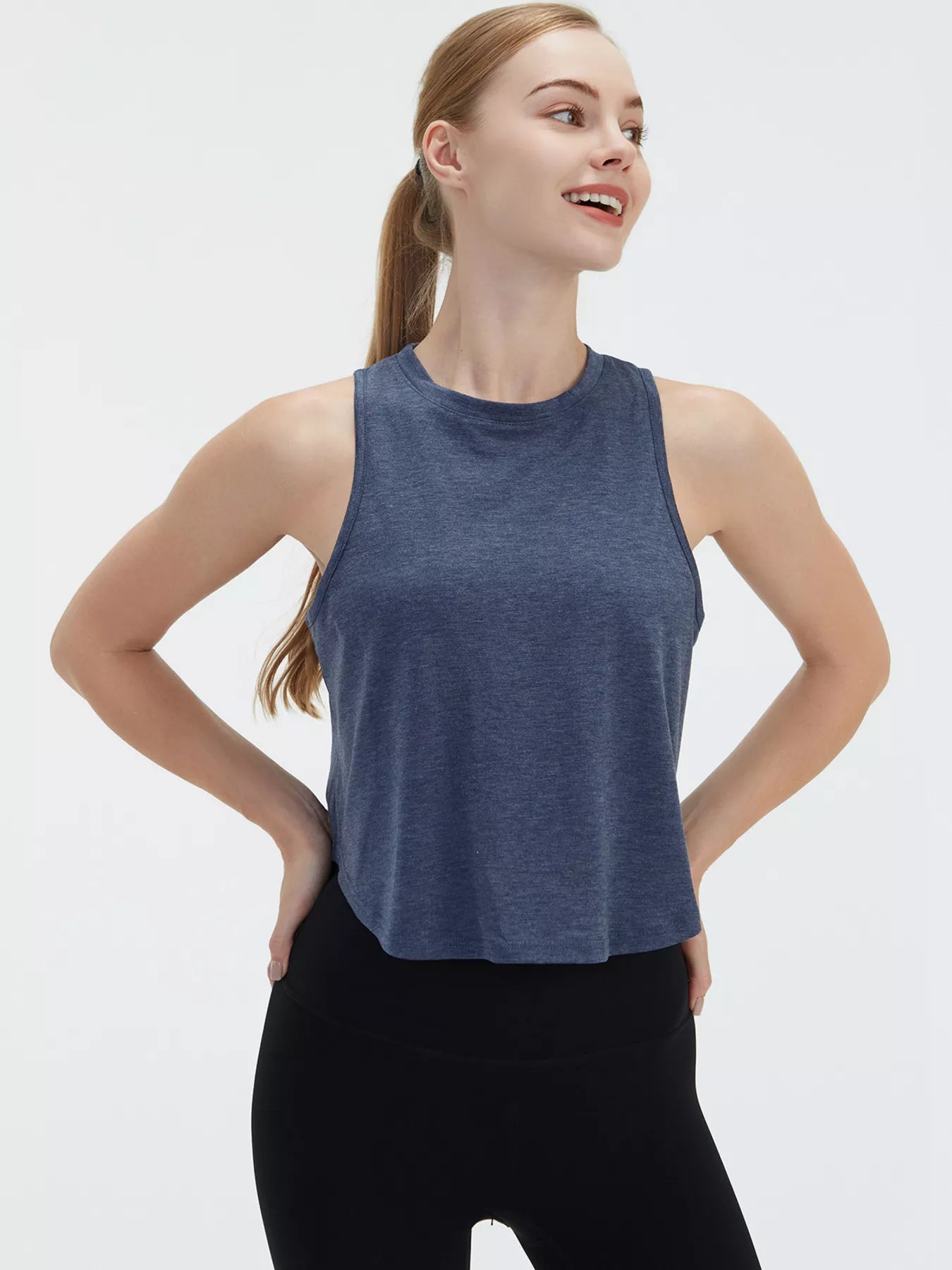 Back Cutout Round Neck Activewear Tank