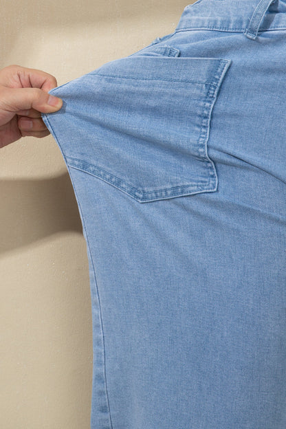 Square Patch Pocket Ankle Length Barrel Jeans