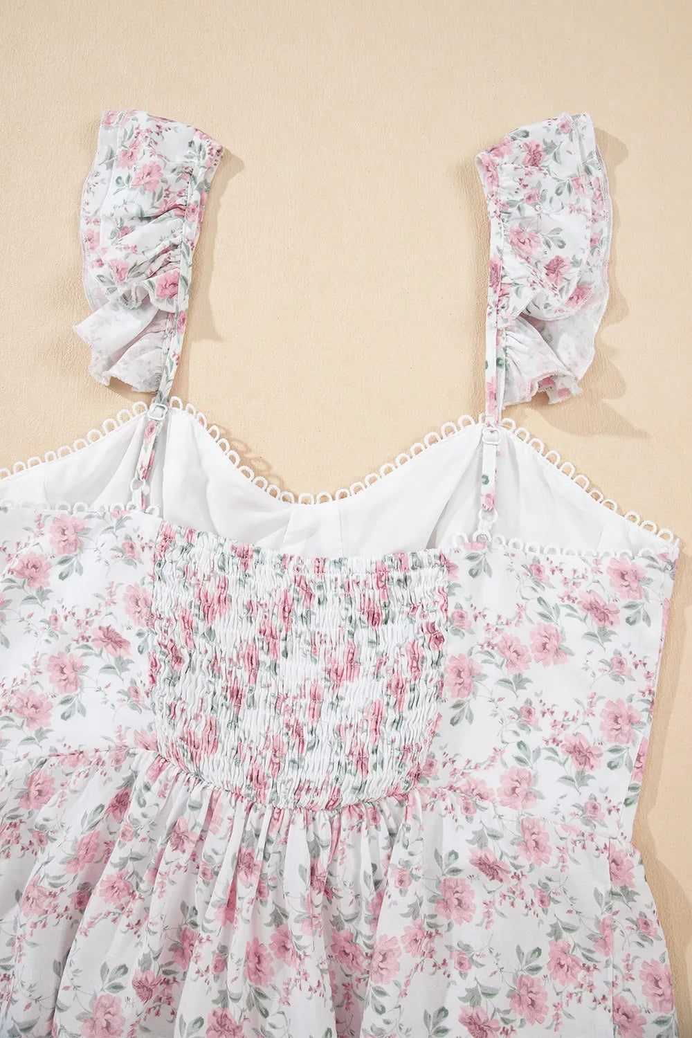 Floral Peplum Flutter Sleeves Tank Top - Tank Tops