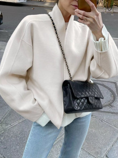 Women's Open Front Lightweight Cropped Coat - Coats