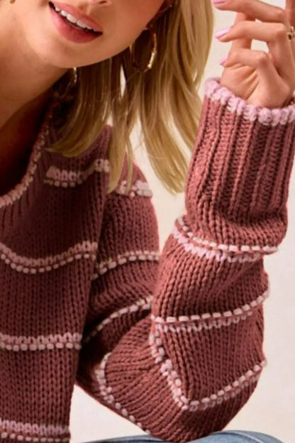 Striped Long Sleeve Knit Sweater | Trendy Sweaters Outfit Idea for Women by Ro + Ivy | Elevated Basics, Modern Comfort & Style