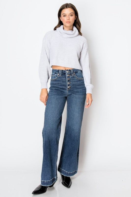 As Shown Tummy Control 90'S Vintage Wide Jeans | Trendy Jeans Outfit Idea for Women by Ro + Ivy | Elevated Basics, Modern Comfort & Style
