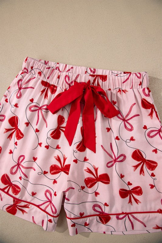 Red Bow Long-Sleeve Pajama Top & Shorts Set | Trendy Pajamas Outfit Idea for Women by Ro + Ivy | Elevated Basics, Modern Comfort & Style