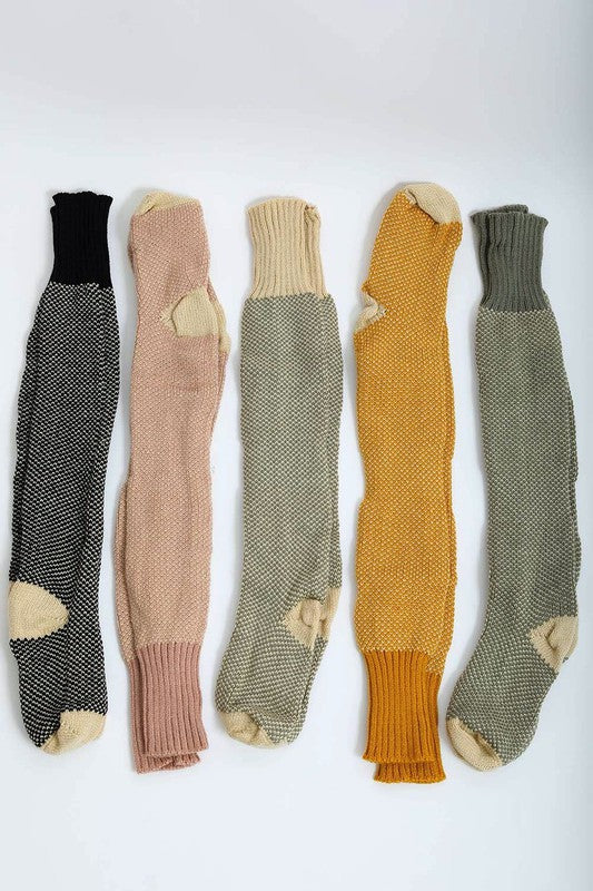 Long Knit Knee High Lounge Socks Trendy Socks Outfit Idea for Women | Ro + Ivy