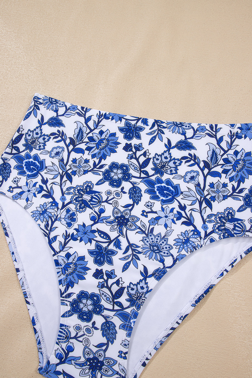 Swimwear High-Waisted Two-Piece Bikini Floral Print Keyhole — Chic Beach Style - Swimwear/Bikinis