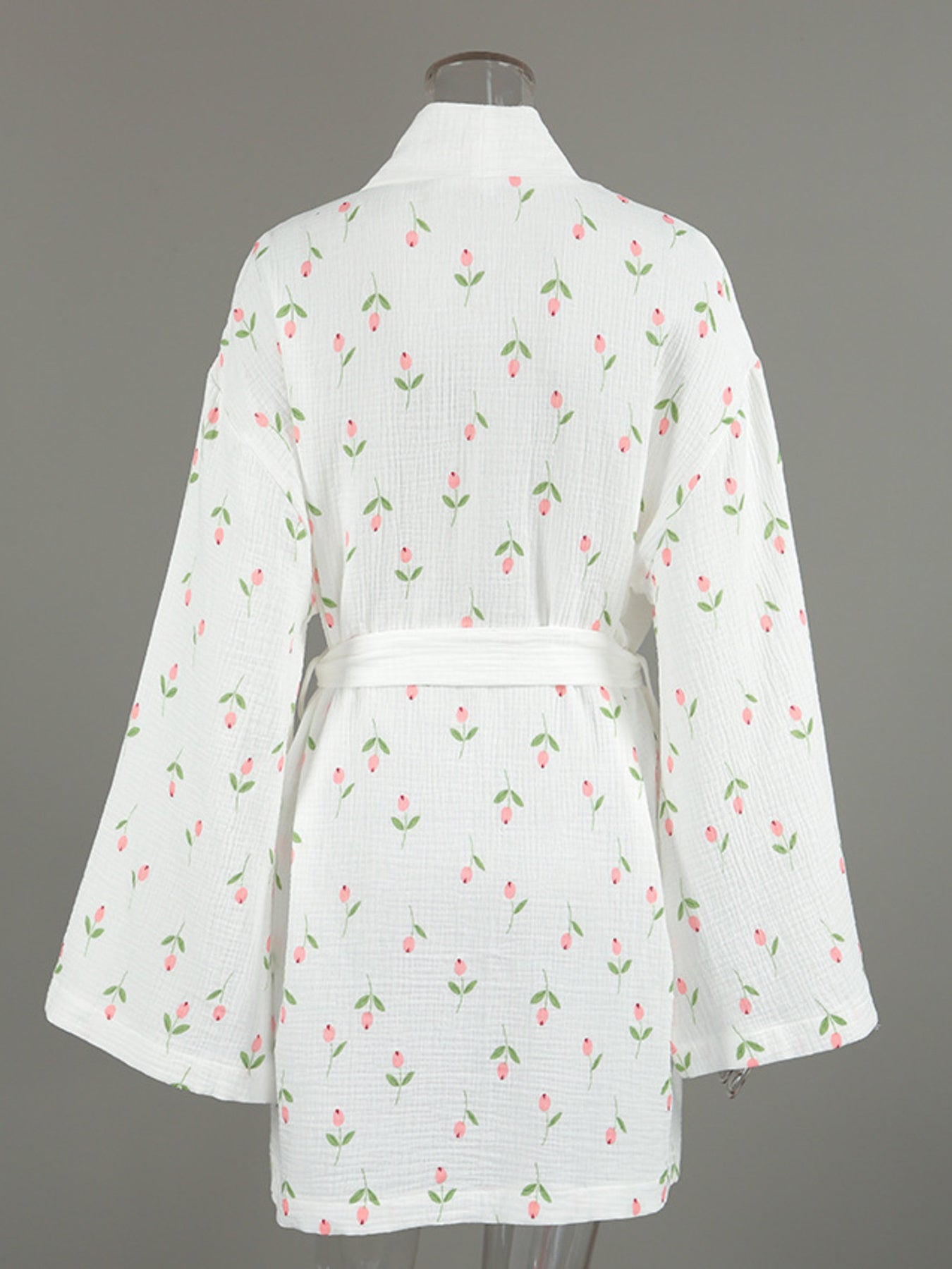 Floral Print Cotton Lightweight Kimono Robe - Robes