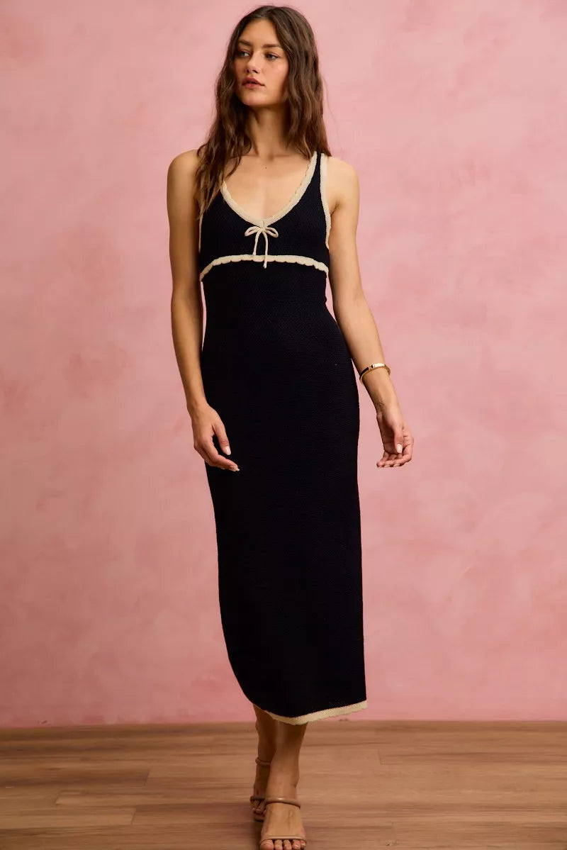 Knit Sweater Maxi Sleeveless Bodycon Resort Dress - Maxi Dresses