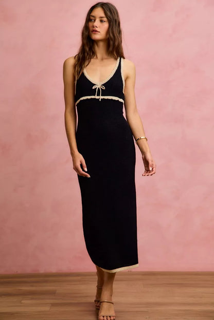 Knit Sweater Maxi Sleeveless Bodycon Resort Dress - Maxi Dresses