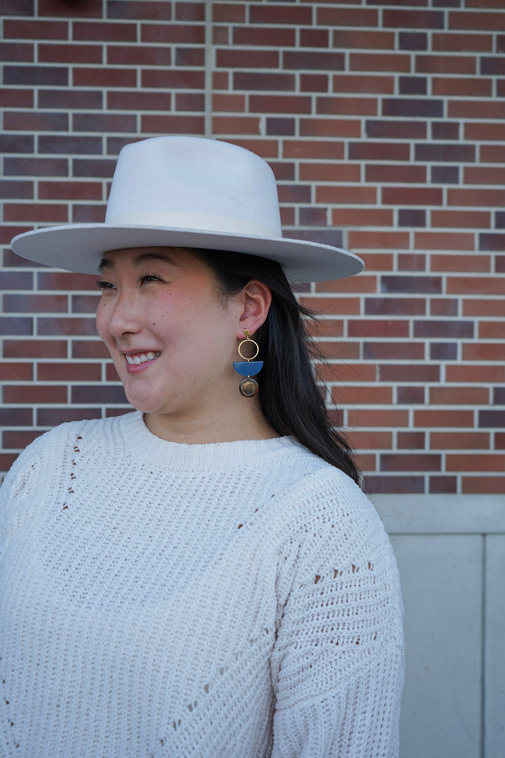 Navy & Mahogany Multicolor Quirky Dangle Earrings — Playful Personality Statement Everyday Style - Earrings