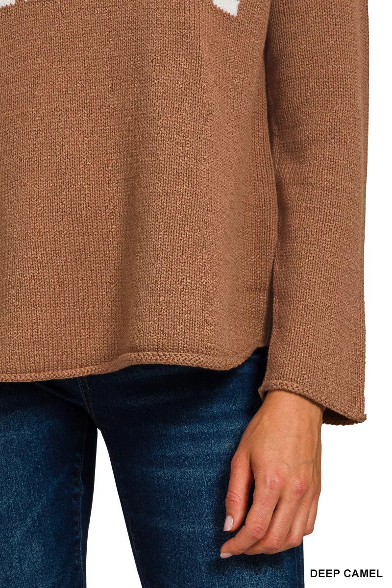 Beach V Neck Long Sleeve Sweater in Deep Camel | Trendy Sweaters Outfit Idea for Women by Ro + Ivy | Elevated Basics, Modern Comfort & Style