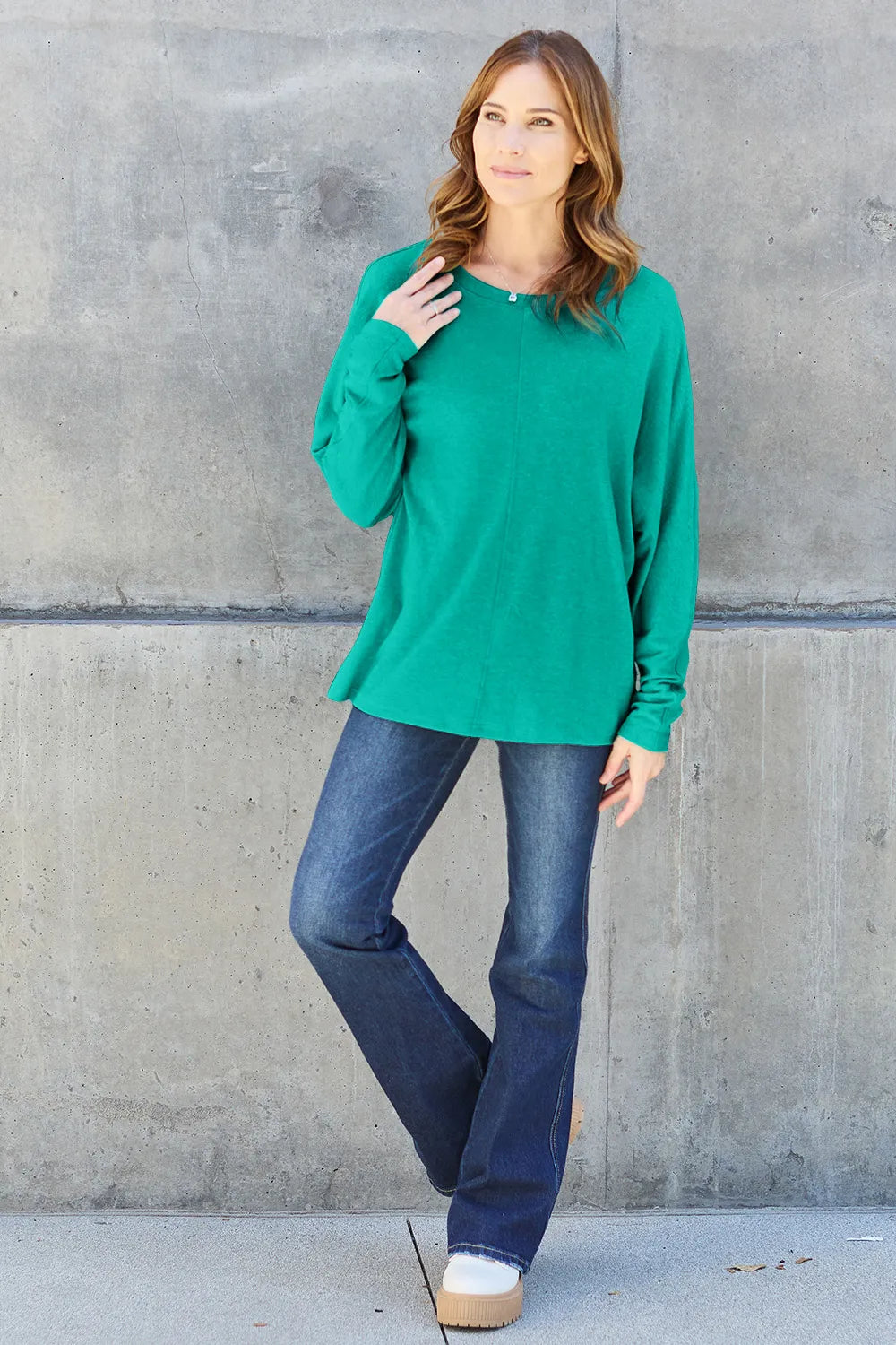 Relaxed Long Sleeve Round Neck Top