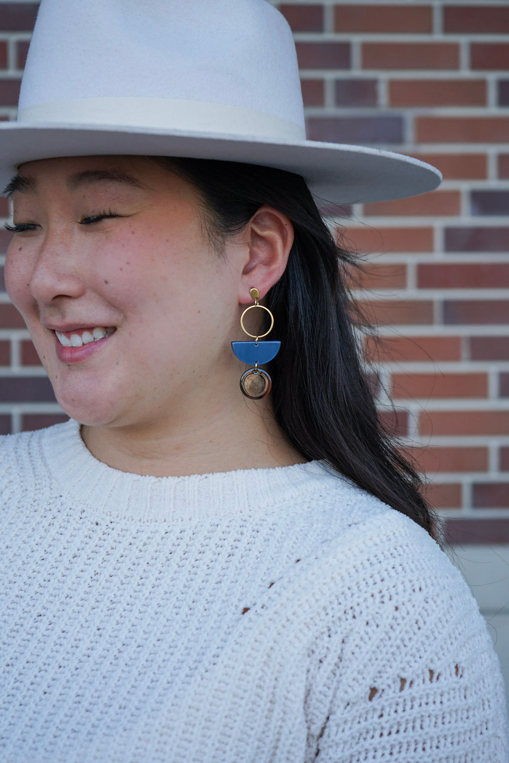 Navy & Mahogany Multicolor Quirky Dangle Earrings — Playful Personality Statement Everyday Style - Earrings