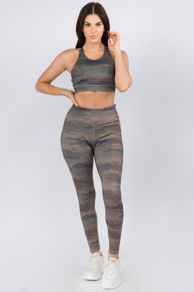 Active High Rise Camouflage Leggings with Pocket - Ro + Ivy