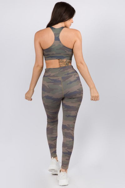 Active High Rise Camouflage Leggings with Pocket - Ro + Ivy