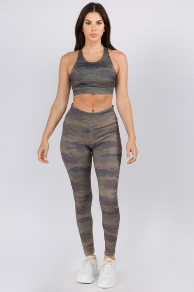 Active High Rise Camouflage Leggings with Pocket - Ro + Ivy