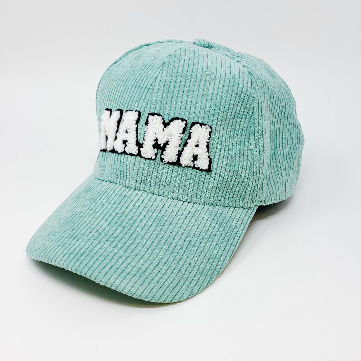 Corduroy MAMA Baseball Cap — Fuzzy Patch Letter Curved Brim Adjustable Fit - Baseball Caps
