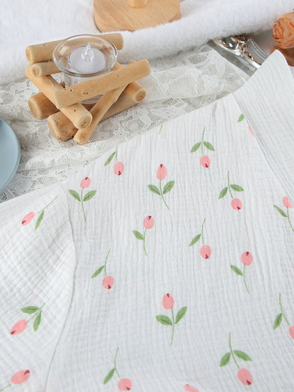 Floral Print Cotton Lightweight Kimono Robe - Robes