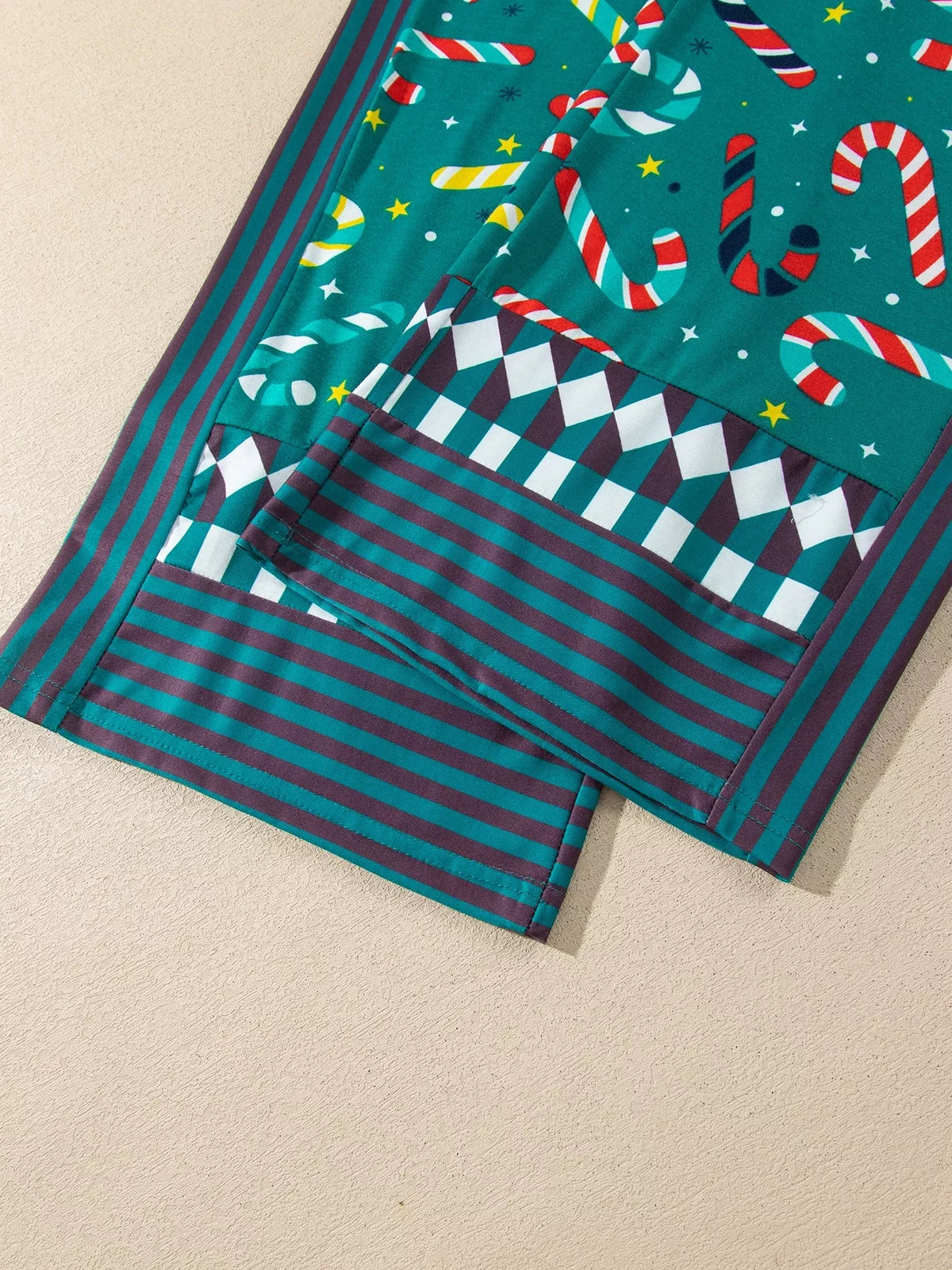 Abstract Candy Cane Print Two-Piece Lounge Set