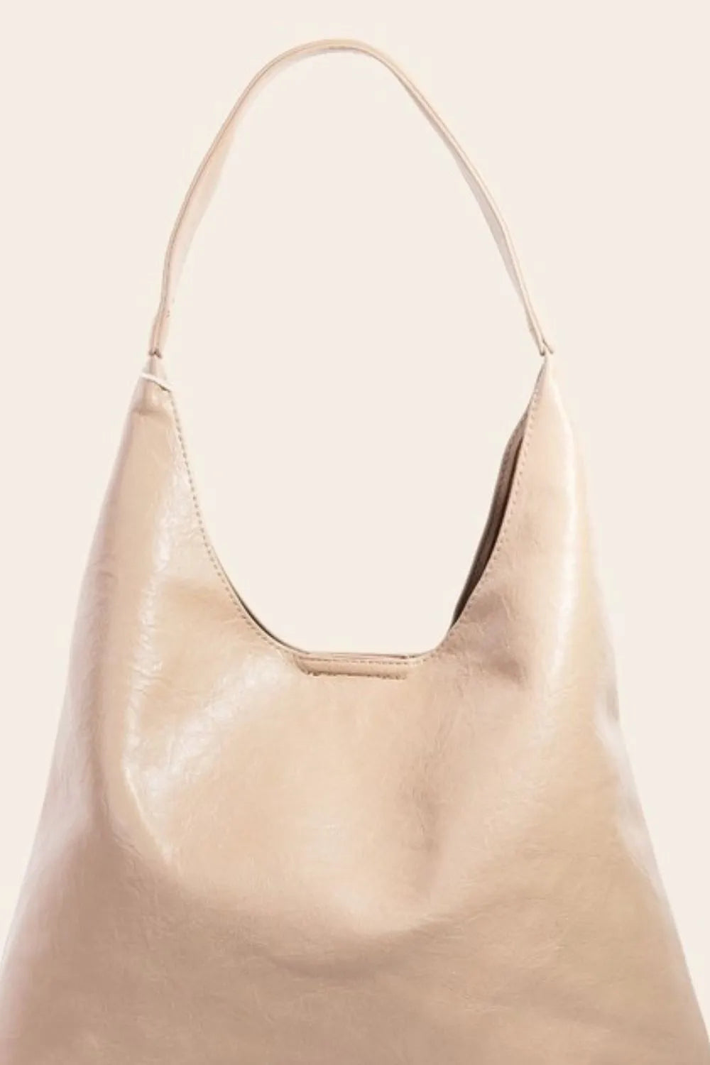 Faux Leather Tote Bag in Taupe – outfit idea for women | Ro + Ivy