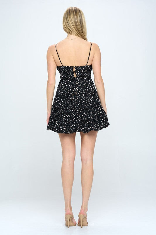 Floral Ruffle Cami Mini Fit-and-Flare Dress – outfit idea for women | Ro + Ivy