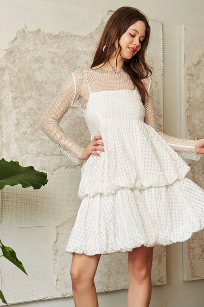 Checker Print Side Pockets Textured Mini Dress – outfit idea for women | Ro + Ivy