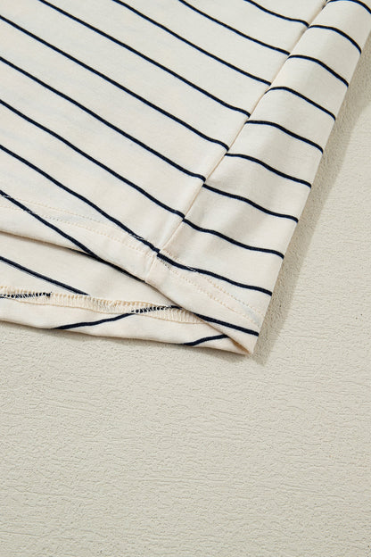 Striped Drawstring Tunic Mini Dress Tank — Versatile Flattering Everyday Style - Mini Dresses