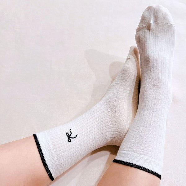 Embroidered Simple Bow Socks Set Of 2 | Trendy Socks Outfit Idea for Women by Ro + Ivy | Elevated Basics, Modern Comfort & Style