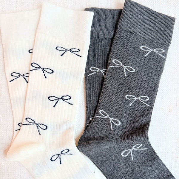Minimalist Ribbed Bow Socks Set Of 2 | Trendy Socks Outfit Idea for Women by Ro + Ivy | Elevated Basics, Modern Comfort & Style
