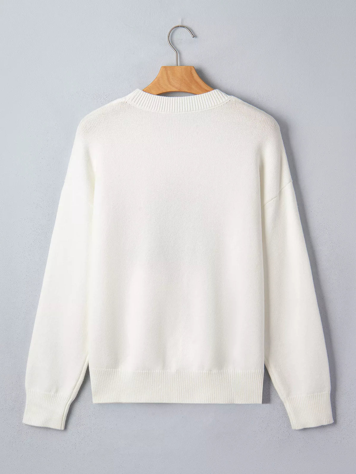Christmas Tree Bow Drop-Shoulder Knit Sweater