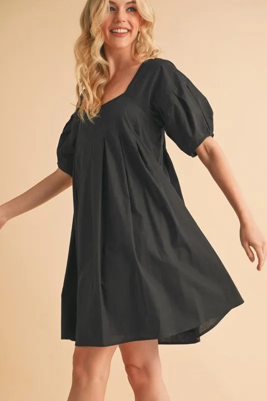 Square Neck Short Sleeve Knee Length Dress With Pockets | Trendy Knee Length Dresses Outfit Idea for Women by Ro + Ivy | Elevated Basics, Modern Comfort & Style