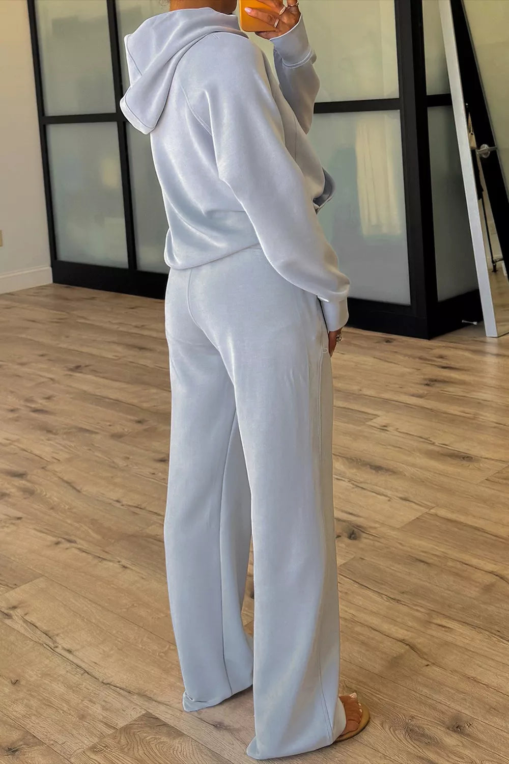 Women's Half Zip Thumbhole Sleeve Hoodie and Pants Set - Activewear Sets