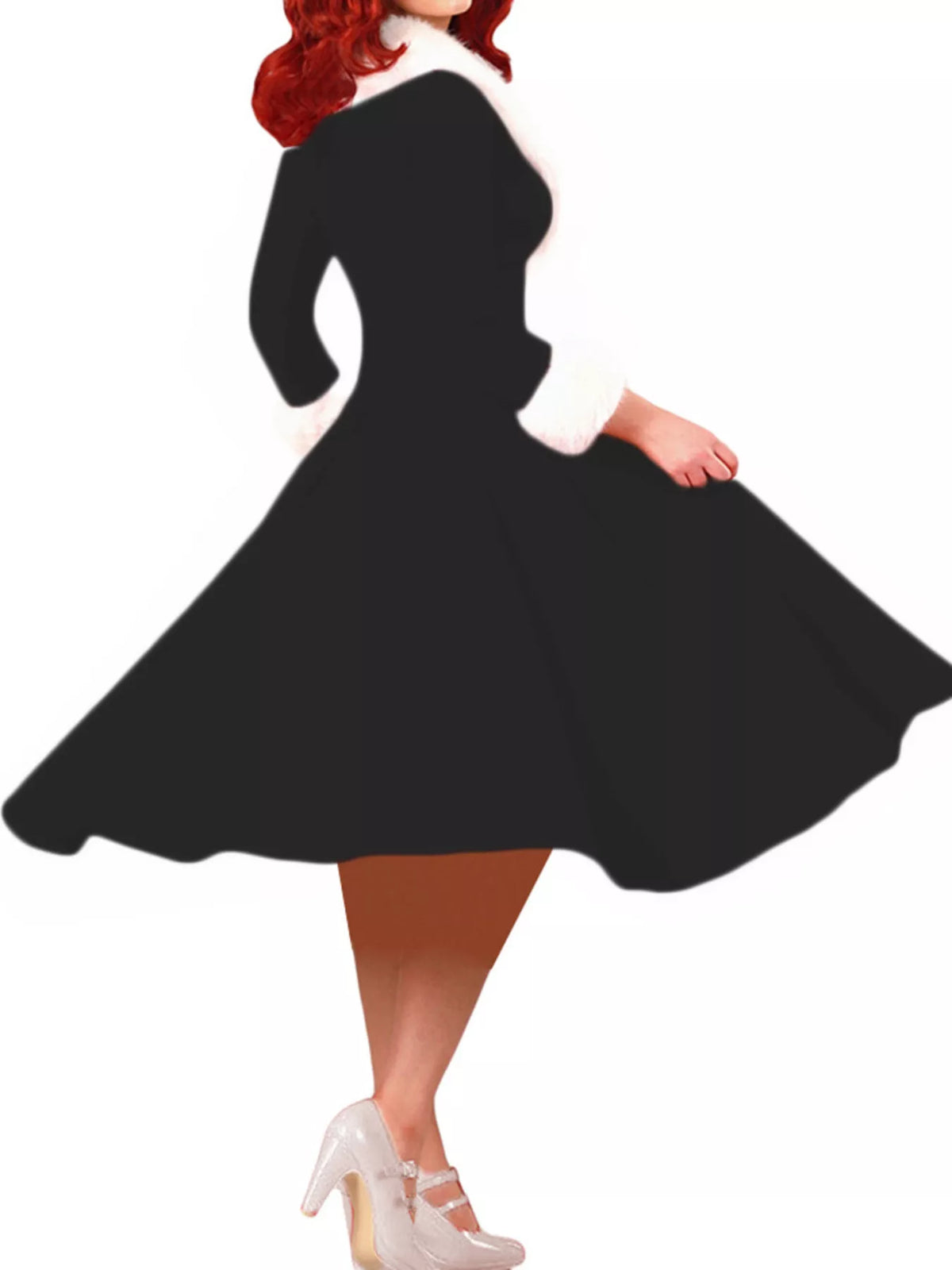 Christmas Dress with Faux Fur Trim and Sleeveless Silhouette