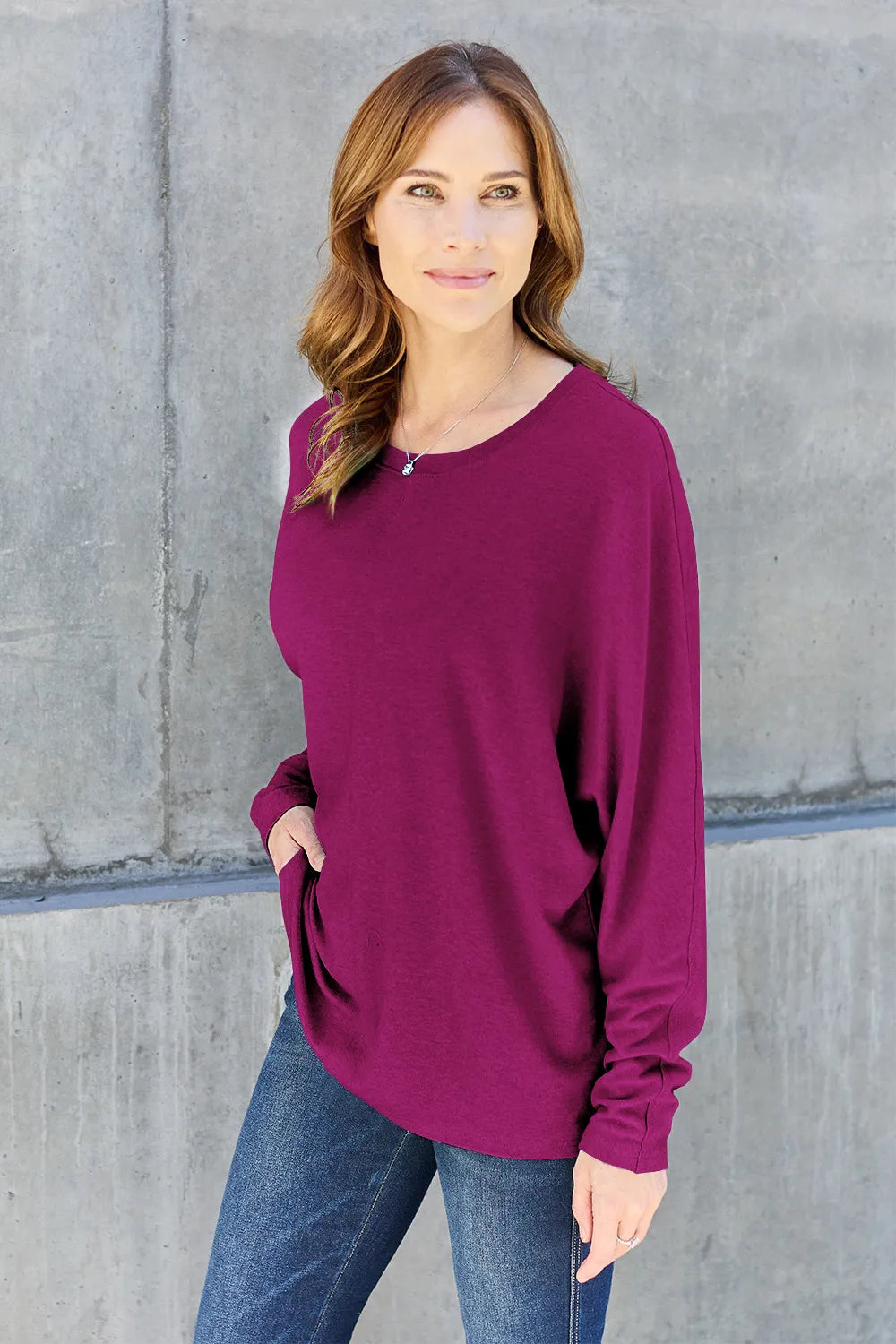 Relaxed Long Sleeve Round Neck Top