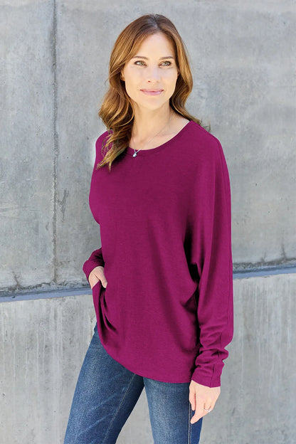 Relaxed Long Sleeve Round Neck Top