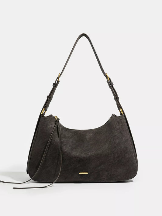 Women's Adjustable Strap Faux Leather Shoulder Bag Coffee One Size