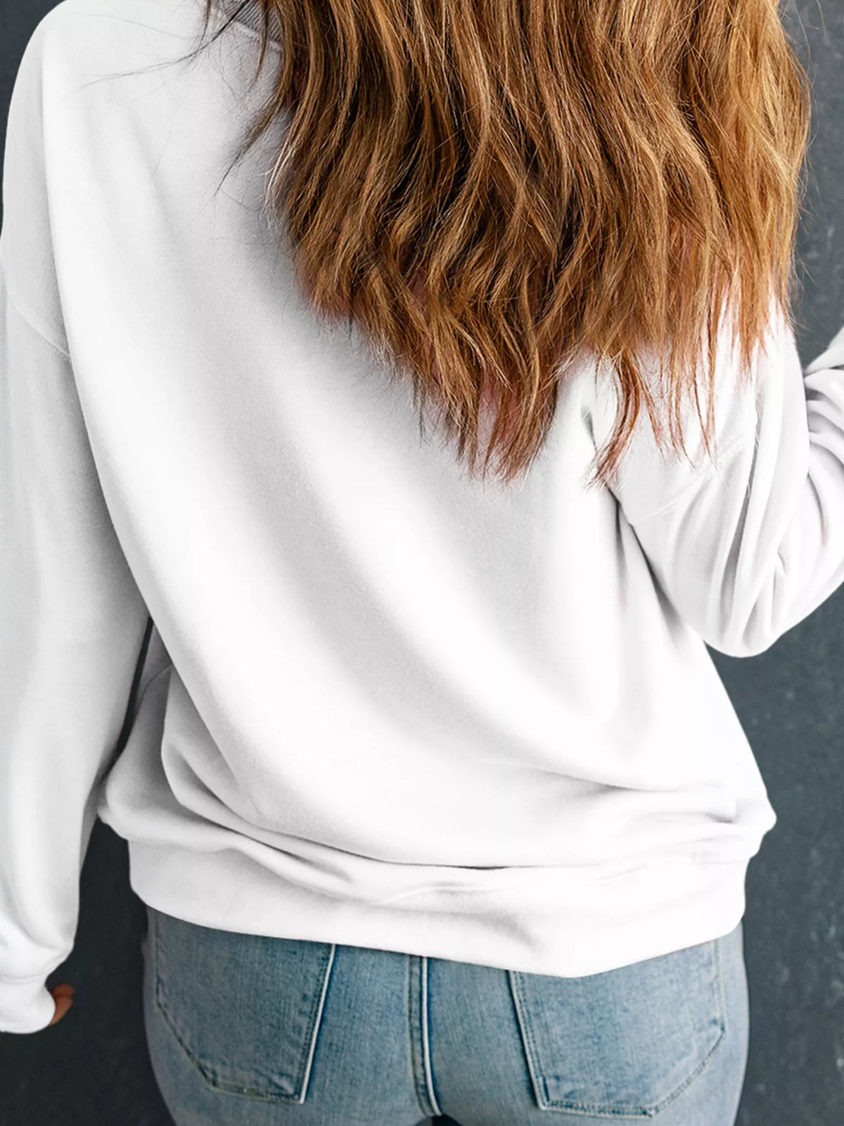 Christmas Tree Ribbon Bow Print Drop-Shoulder Sweatshirt