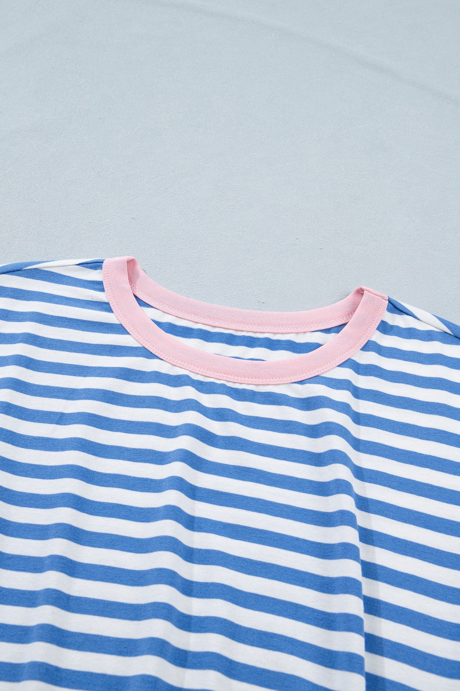 Striped Contrast Trim Tie Waist Coastal Mini Dress — Soft Stretch Everyday Style - Dresses/T Shirt Dresses