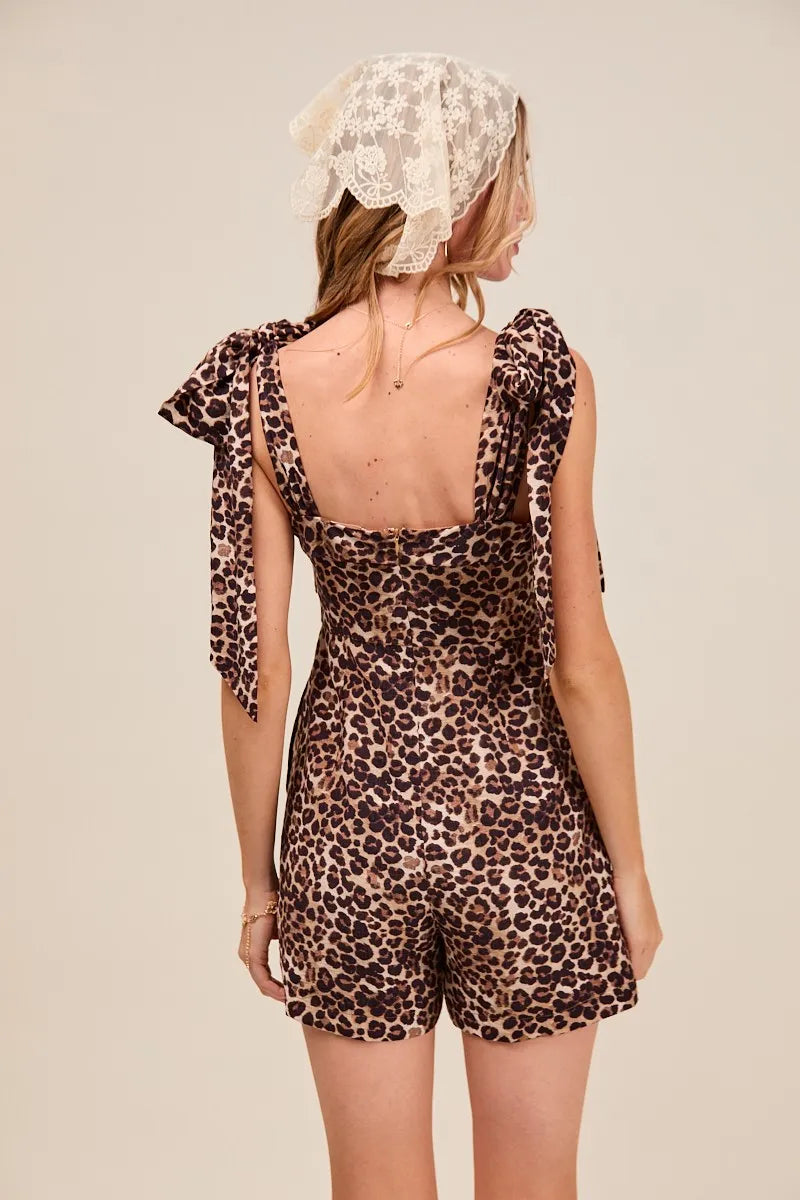 Leopard Bow Tie Romper | Trendy Rompers Outfit Idea for Women by Ro + Ivy | Elevated Basics, Modern Comfort & Style