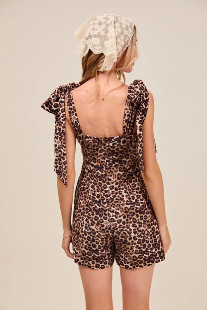 Leopard Bow Tie Romper | Trendy Rompers Outfit Idea for Women by Ro + Ivy | Elevated Basics, Modern Comfort & Style
